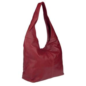 OBC Made in Italy Damen Leder Tasche Shopper Schultertasche Umhängetasche Handtasche Beuteltasche Hobo Bag Ledertasche Nappaleder Bordo (Nappaleder)