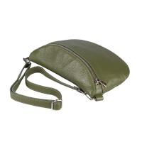Made in Italy Damen Leder Tasche Gürteltasche Crossbody Hüfttasche Bauchtasche Umhängetasche Cross-Over Bodybag Schultertasche Handytasche Schminktasche Kosmetiktasche 1054 Olivgrün