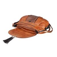 Damen Tasche Schultertasche Shopper Leder Optik Crossbody Umhängetasche Crossover Fransen Abendtasche Cognac 30x23x9 cm