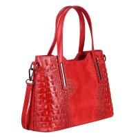 MADE IN ITALY DAMEN Echt LEDER TASCHE KROKO-Prägung Business Shopper Schultertasche Handtasche Ledertasche Umhängetasche Wildleder Rot