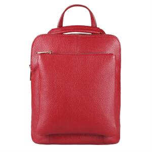 Made in Italy Damen echt Leder Rucksack Daypack Lederrucksack Tasche Schultertasche Umhängetasche CrossBody Bag Ledertasche Handgepäck Nappaleder Dunkelrot (25x30x11)