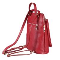Made in Italy Damen echt Leder Rucksack Daypack Lederrucksack Tasche Schultertasche Umhängetasche CrossBody Bag Ledertasche Handgepäck Nappaleder Dunkelrot (25x30x11)
