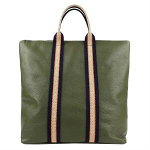 Made in Italy XXL Damen Leder Rucksack Tasche Shopper Handtasche Schultertasche Cityrucksack Daypack Ledertasche Freizeitrucksack Olivgrün