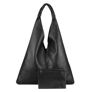 OBC Made in Italy Damen XXL Leder Tasche Handtasche Shopper Schultertasche Schwarz 45x30x8 cm