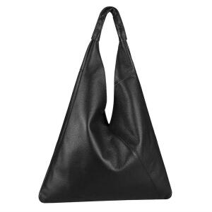 OBC Made in Italy Damen XXL Leder Tasche Handtasche Shopper Schultertasche Schwarz 45x30x8 cm