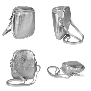 Made in Italy Damen Leder Tasche Umhängetasche Schultertasche Handytasche Geldtasche Ledertasche Crossbody Abendtasche Mini Bag Mint