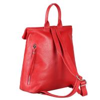 Made in Italy XL Damen Leder Roll Top Rucksack Cityrucksack Shopper Handtasche Schultertasche Ledertasche Freizeitrucksack Tasche  Rot