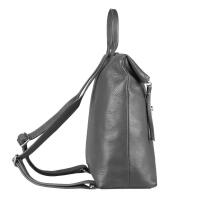 Made in Italy XL Damen Leder Roll Top Rucksack Cityrucksack Shopper Handtasche Schultertasche Ledertasche Freizeitrucksack Tasche  Hellgrau