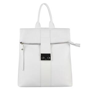 Made in Italy XL Damen Leder Roll Top Rucksack Cityrucksack Shopper Handtasche Schultertasche Ledertasche Freizeitrucksack Tasche  Weiß