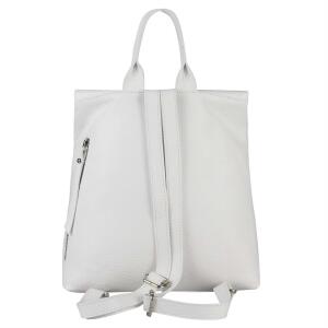 Made in Italy XL Damen Leder Roll Top Rucksack Cityrucksack Shopper Handtasche Schultertasche Ledertasche Freizeitrucksack Tasche  Weiß