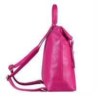 Made in Italy XL Damen Leder Roll Top Rucksack Cityrucksack Shopper Handtasche Schultertasche Ledertasche Freizeitrucksack Tasche  Pink