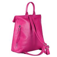 Made in Italy XL Damen Leder Roll Top Rucksack Cityrucksack Shopper Handtasche Schultertasche Ledertasche Freizeitrucksack Tasche  Pink