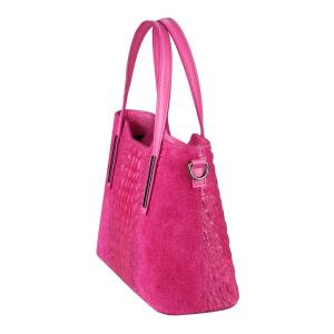 MADE IN ITALY DAMEN Echt LEDER TASCHE KROKO-Prägung Business Shopper Wildleder Schultertasche Handtasche Ledertasche Umhängetasche Pink
