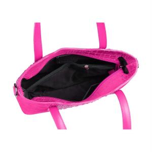MADE IN ITALY DAMEN Echt LEDER TASCHE KROKO-Prägung Business Shopper Wildleder Schultertasche Handtasche Ledertasche Umhängetasche Pink