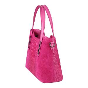 OBC MADE IN ITALY DAMEN Echt LEDER TASCHE KROKO-Prägung Business Shopper Wildleder Schultertasche Handtasche Ledertasche Umhängetasche Pink