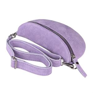 Made in Italy DAMEN LEDER Gürteltasche Crossbody Hüfttasche Bauchtasche Umhängetasche Brusttasche CrossOver Bodybag Schultertasche Handytasche Geldtasche Tasche Schminktasche Kosmetiktasche  Flieder (Wildleder)