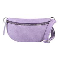 Made in Italy DAMEN LEDER Gürteltasche Crossbody Hüfttasche Bauchtasche Umhängetasche Brusttasche CrossOver Bodybag Schultertasche Handytasche Geldtasche Tasche Schminktasche Kosmetiktasche  Flieder (Wildleder)