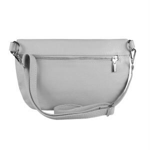 Made in Italy Damen Leder Tasche Gürteltasche Crossbody Hüfttasche Bauchtasche Umhängetasche Cross-Over Bodybag Schultertasche Handytasche Schminktasche Kosmetiktasche 1054 Hellgrau