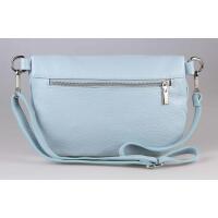 Made in Italy Damen Leder Tasche Gürteltasche Crossbody Hüfttasche Bauchtasche Umhängetasche Cross-Over Bodybag Schultertasche Handytasche Schminktasche Kosmetiktasche 1054 Hellblau