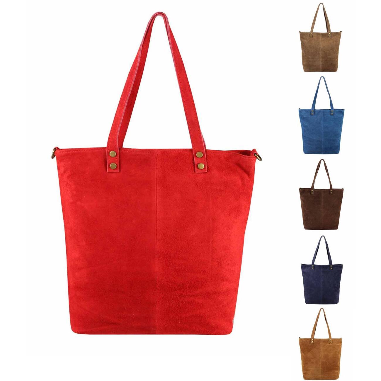 Made in Italy Damen Wildleder Tasche XL Shopper Tote Bag...