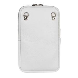 OBC Made in Italy Damen Leder Smartphone Tasche Umhängetasche Schultertasche Handytasche Minibag Geldtasche Ledertasche Crossbody Abendtasche Weiß