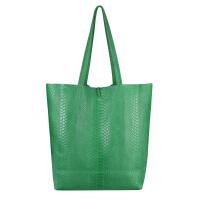 Made in Italy DAMEN LEDER TASCHE DIN-A4 Schlange Shopper Schultertasche Henkeltasche Tote Bag Grün (Schlange)