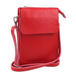 OBC Made in Italy Damen Leder Smartphone Tasche Schultertasche Handytasche Minibag Umhängetasche Geldtasche Ledertasche Crossbody Abendtasche Rot