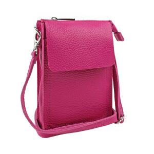 OBC Made in Italy Damen Leder Smartphone Tasche Schultertasche Handytasche Minibag Umhängetasche Geldtasche Ledertasche Crossbody Abendtasche Pink