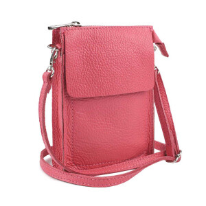 OBC Made in Italy Damen Leder Smartphone Tasche Schultertasche Handytasche Minibag Umhängetasche Geldtasche Ledertasche Crossbody Abendtasche Wassermelone