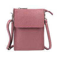 Made in Italy Damen Leder Smartphone Tasche Schultertasche Handytasche Minibag Umhängetasche Geldtasche Ledertasche Crossbody Abendtasche Altrosa