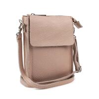 Made in Italy Damen Leder Smartphone Tasche Schultertasche Handytasche Minibag Umhängetasche Geldtasche Ledertasche Crossbody Abendtasche Antikrosa