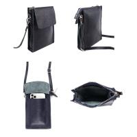Made in Italy Damen Leder Smartphone Tasche Schultertasche Handytasche Minibag Umhängetasche Geldtasche Ledertasche Crossbody Abendtasche Antikrosa