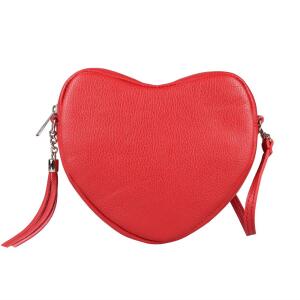 Made in Italy Damen Leder Tasche Crossbody Herztasche Schultertasche Crossover Umhängetasche Clutch Ledertasche Damentasche Rot
