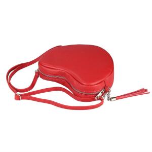 Made in Italy Damen Leder Tasche Crossbody Herztasche Schultertasche Crossover Umhängetasche Clutch Ledertasche Damentasche Rot