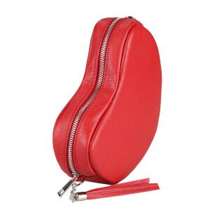 OBC Made in Italy Damen Leder Tasche Crossbody Herztasche Schultertasche Crossover Umhängetasche Clutch Ledertasche Damentasche Rot