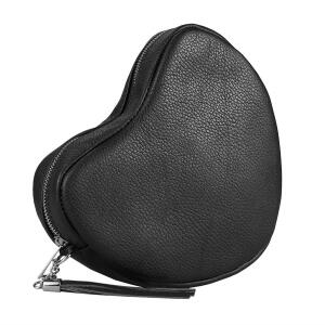 Made in Italy Damen Leder Tasche Crossbody Herztasche Schultertasche Crossover Umhängetasche Clutch Ledertasche Damentasche Schwarz