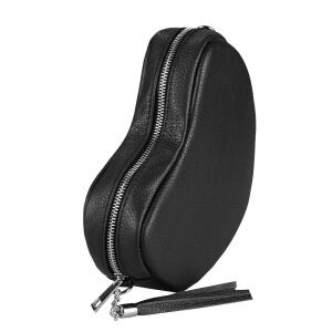 Made in Italy Damen Leder Tasche Crossbody Herztasche Schultertasche Crossover Umhängetasche Clutch Ledertasche Damentasche Schwarz