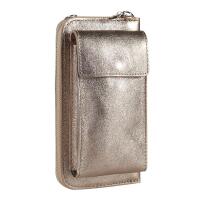 Made in Italy Damen Leder Handytasche Tasche Umhängetasche Geldbörse Schultertasche Brieftasche Smartphone Geldtasche Ledertasche Crossbody Abendtasche Handy bis 6,5 Zoll Bronze