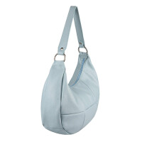 OBC Made in Italy Damen Leder Tasche Shopper Schultertasche Handtasche Umhängetasche Hobo Bag Ledertasche CrossBody City Bag Crossover Hellblau