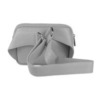 Made in Italy Damen Leder Tasche Crossbody Metallic Hüfttasche Bauchtasche Umhängetasche Bodybag Schultertasche Handytasche Gürteltasche Grau