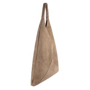 Made in Italy Damen XXL Leder Tasche Handtasche Wildleder Shopper Schultertasche Hobo-Bag Umhängetasche Ledertasche Beuteltasche Velourleder DIN-A4 Dunkeltaupe