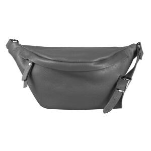 Made in Italy DAMEN LEDER Gürteltasche Crossbody Brusttasche Bauchtasche Hüfttasche Umhängetasche Crossover Bodybag Schultertasche Handytasche TASCHE 247 Dunkelgrau