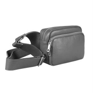 Made in Italy Damen Leder Tasche Crossbody Metallic Hüfttasche Bauchtasche Umhängetasche Bodybag Schultertasche Handytasche Gürteltasche Olivgrün