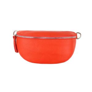 Made in Italy DAMEN LEDER Gürteltasche Crossbody Hüfttasche Bauchtasche Umhängetasche Brusttasche CrossOver Bodybag Schultertasche Handytasche Geldtasche Tasche Schminktasche Kosmetiktasche Papaya