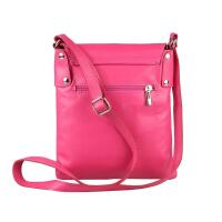 OBC Made in Italy Damen Leder Tasche Umhängetasche Schultertasche Crossbody Handtasche Ledertasche Nappaleder Cross-Over Body Bag Shopping Messenger Pink