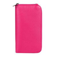 Made in Italy Damen Leder Handytasche Tasche Umhängetasche Geldbörse Schultertasche Brieftasche Smartphone Geldtasche Ledertasche Crossbody Abendtasche Handy bis 6,5 Zoll Pink