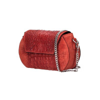 OBC Made in Italy Damen Leder Tasche Kroko Prägung oder Glattleder Umhängetasche Clutch Wildleder Handtasche Ledertasche Schultertasche Rot (Kroko)