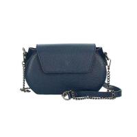 Made in Italy Damen Leder Tasche Kroko Prägung oder Glattleder Umhängetasche Clutch Wildleder Handtasche Ledertasche Schultertasche Dunkelblau-Navy