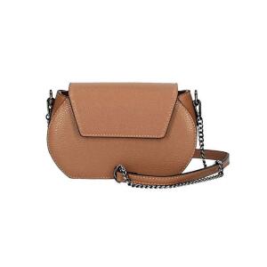 Made in Italy Damen Leder Tasche Kroko Prägung oder Glattleder Umhängetasche Clutch Wildleder Handtasche Ledertasche Schultertasche Cognac