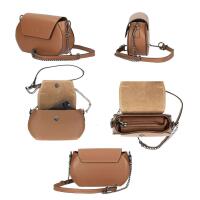 Made in Italy Damen Leder Tasche Kroko Prägung oder Glattleder Umhängetasche Clutch Wildleder Handtasche Ledertasche Schultertasche Cognac